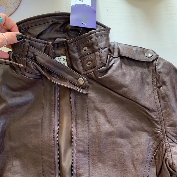 Chocolate Dark Brown Leather Jacket / Coat - Picture 5 of 8